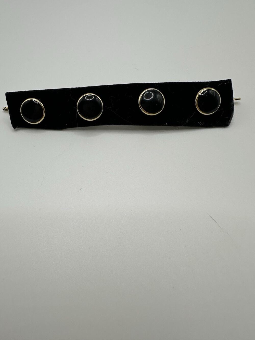 Set Of 4 Gold Tone Black Enamel Round Cuff links